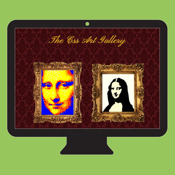 Devices displaying CSS generated art website